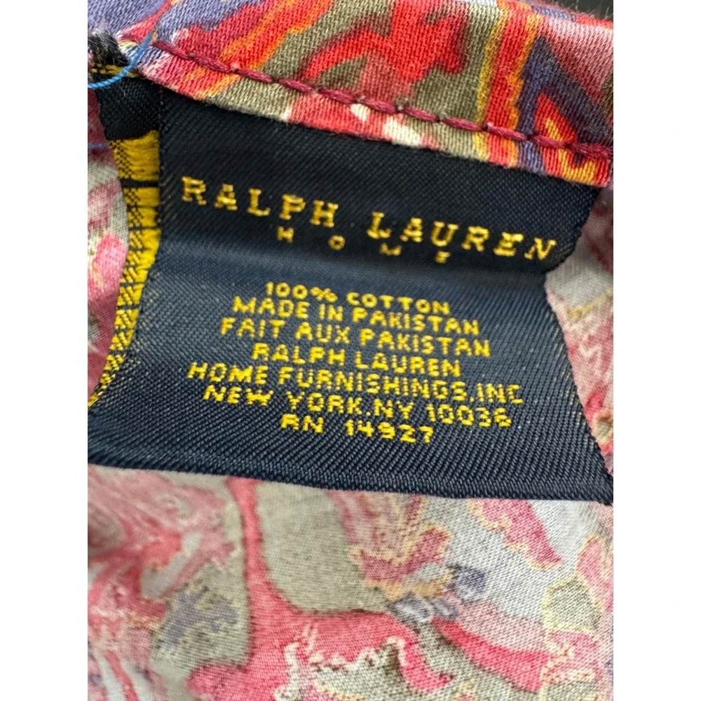 Ralph Lauren Home King Flat Sheet Red Paisley Cotton‎ Persian Floral GALAHAD